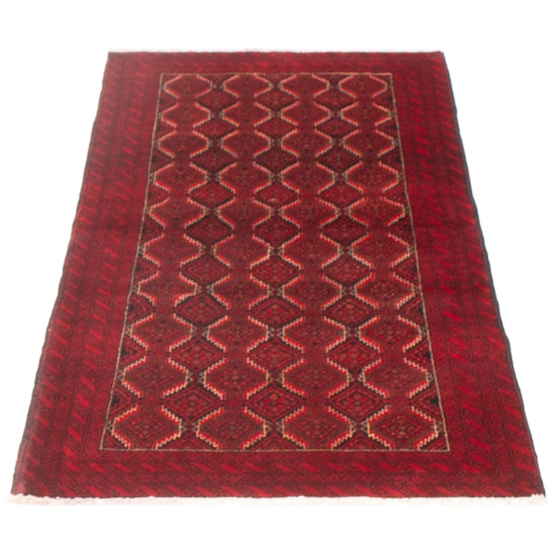 ECARPETGALLERY Hand-knotted Royal Baluch Red Wool Rug - 3'7 x 6'9