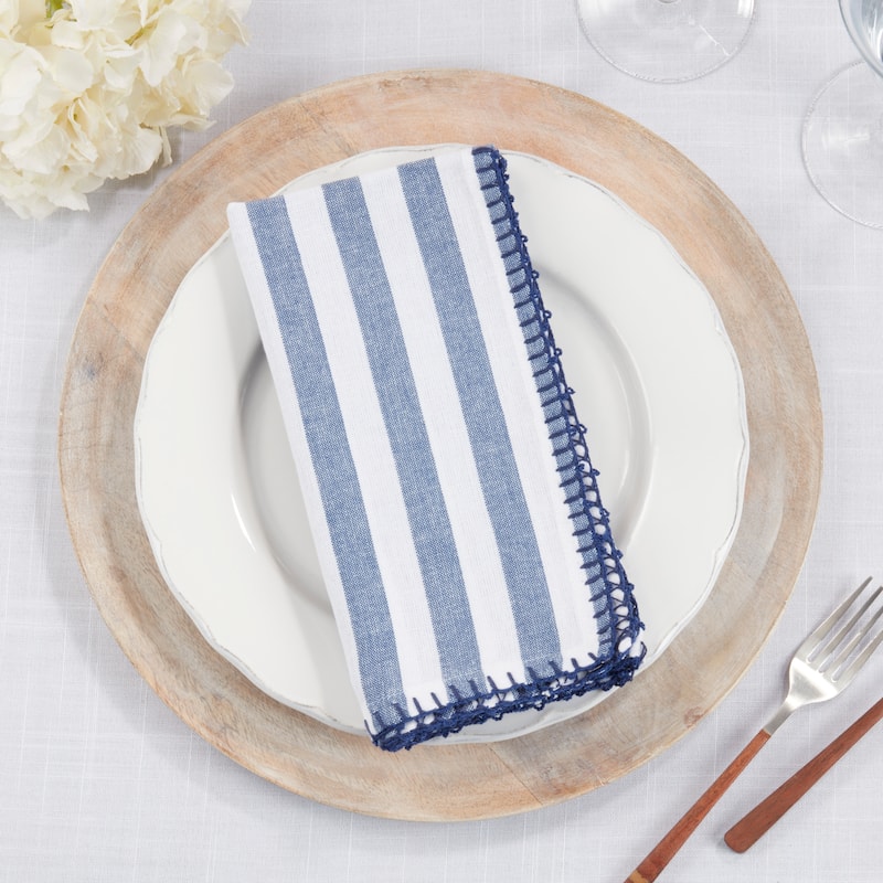 Lively Pompom Border Striped Napkin (Set of 4)