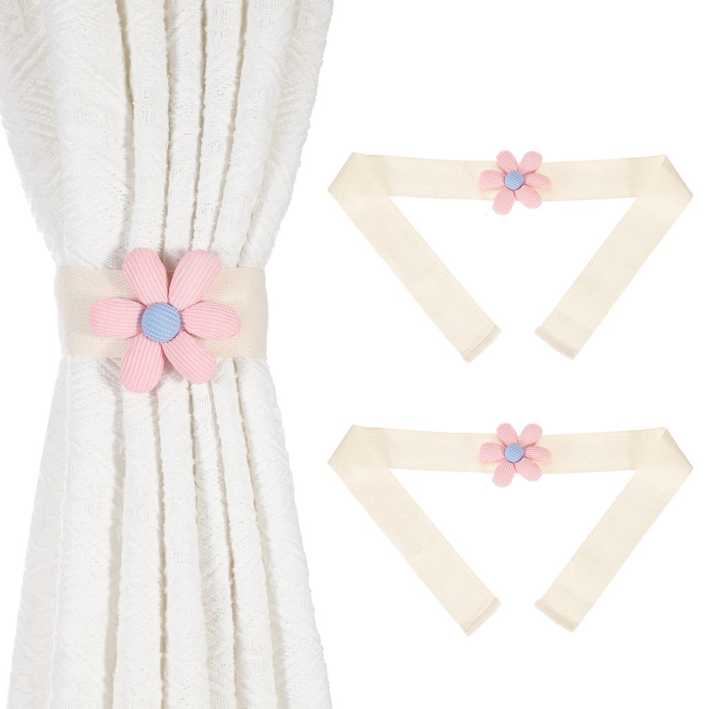 Curtain Tiebacks, 2 Pack Cute Flower Curtain Ties, Six-petal - Light Pink