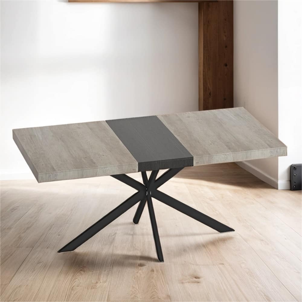 70.86" Retro Rectangular Stretch Dining Table w/ Cross Iron Foot Base