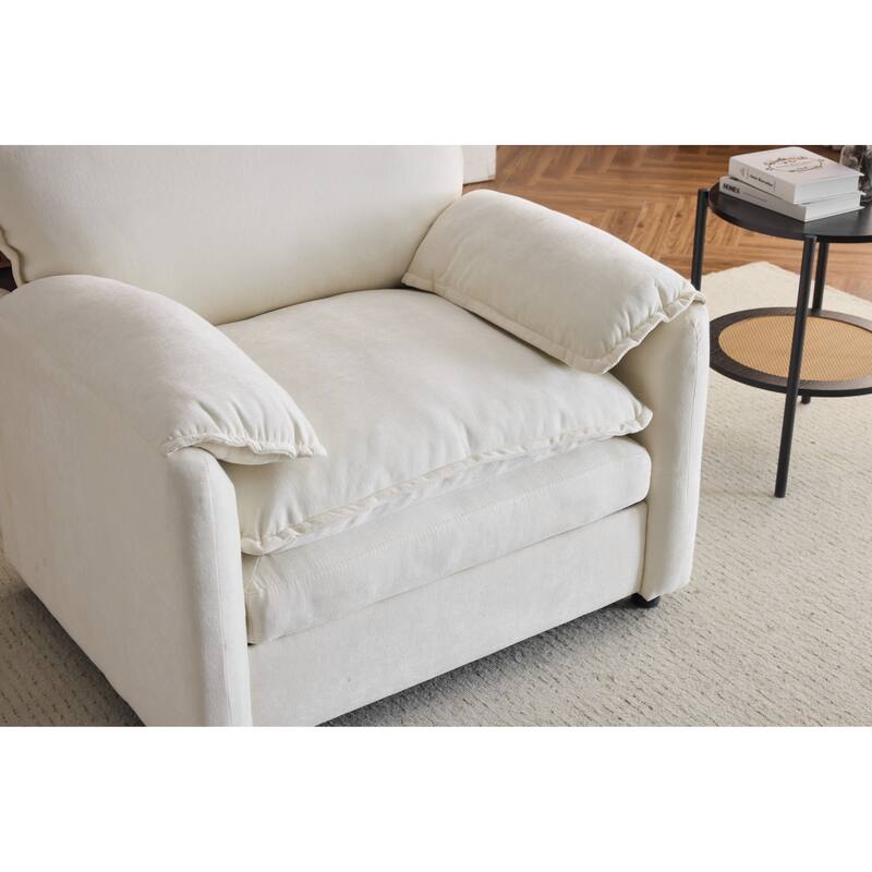 Oversized Chenille Bean Bag Chair, High Back Reading Armchair, Comfy Fluffy Sofa Chair with Cushions & Wide Seat