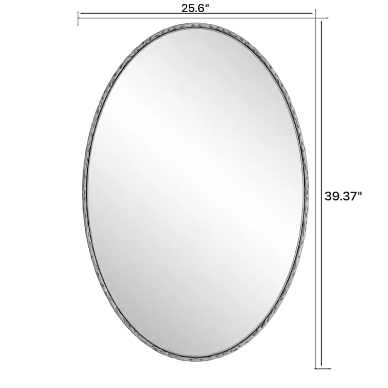 Iron Art Oval Retro Mirror - Antique Effect, Silver, Wall Hanging - Silver