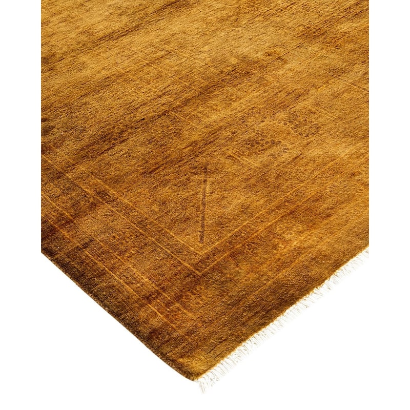 Overton Hand Knotted Wool Vintage Inspired Modern Contemporary Overdyed Gold Area Rug - 8' 1" x 10' 6"