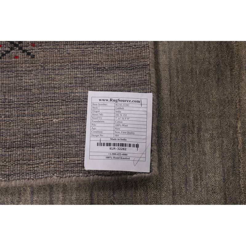 Gabbeh Oriental Area Rug Hand-Knotted Bedroom Wool Carpet - 5'0"x 7'11"