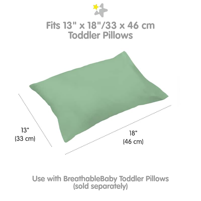 BreathableBaby Cotton Percale Pillowcase, For 13" x 18"/33 x 46 cm Toddler Pillow, Solids (2-Pack)