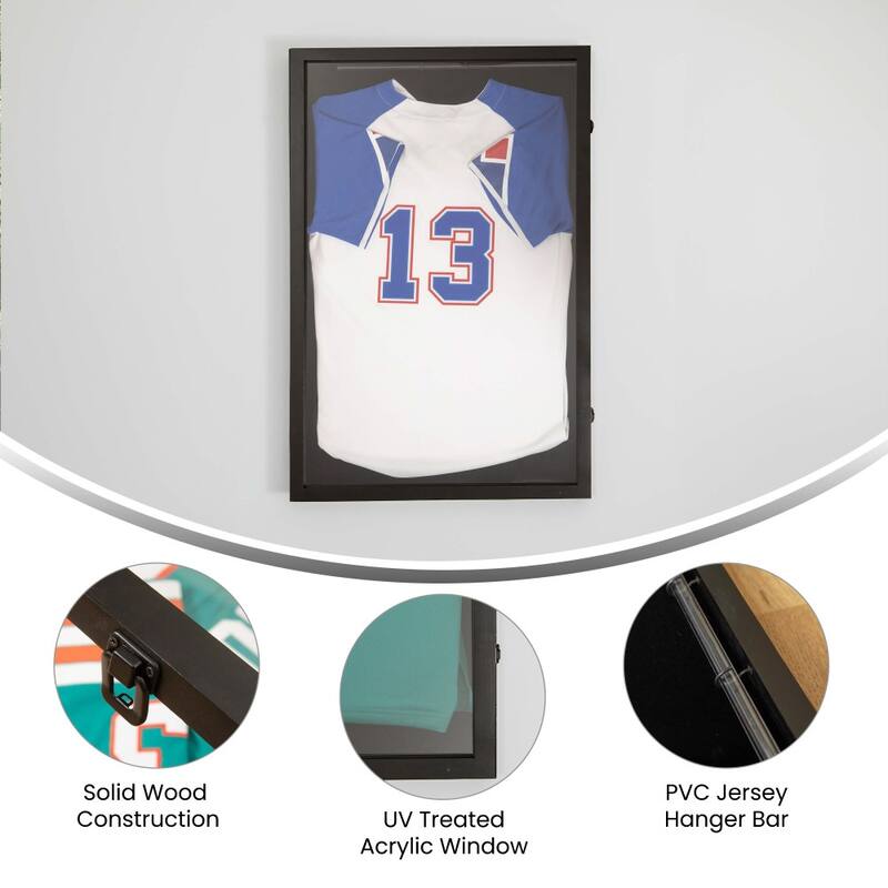 Wooden Jersey Display Case with Foam Board and Keyed Lock