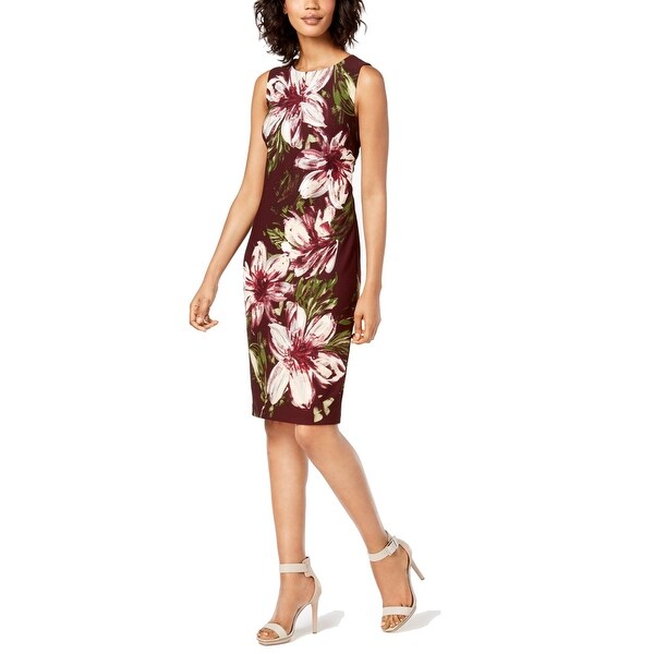 calvin klein floral print sheath dress