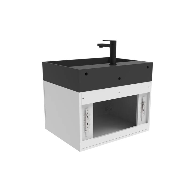 Amazon 24" Wall Mounted Bathroom Vanity Set w/ Black Top