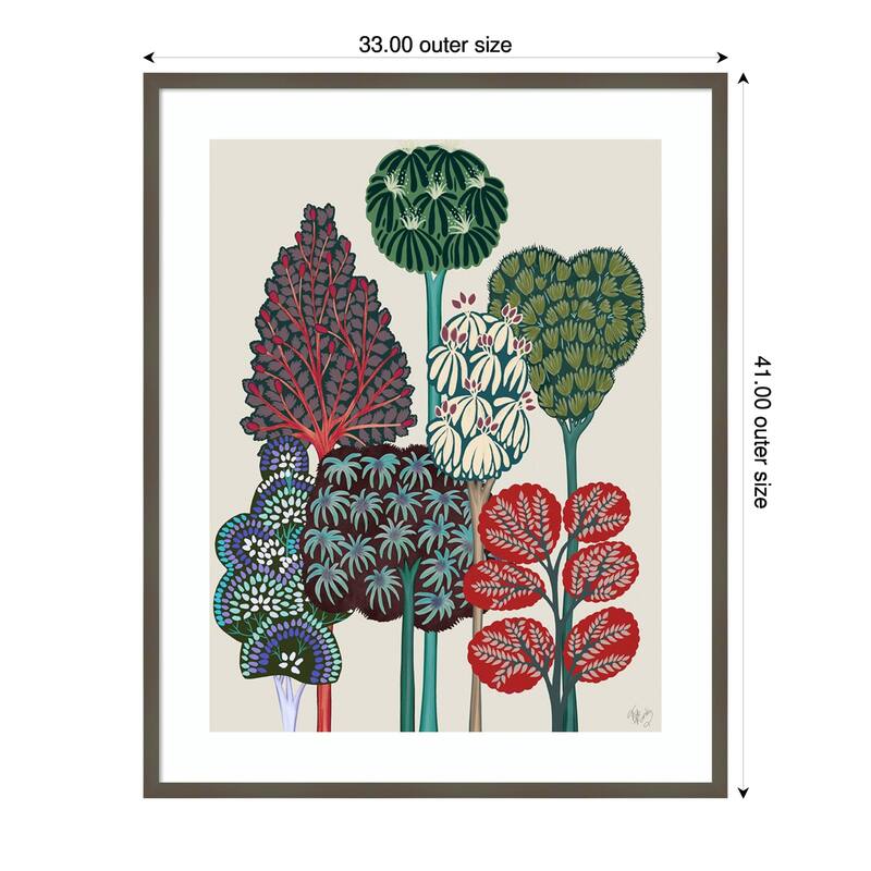 Serene Forest No. 2 by Fab Funky Wood Framed Wall Art Print - Svelte Clay Grey - 33 x 41 in