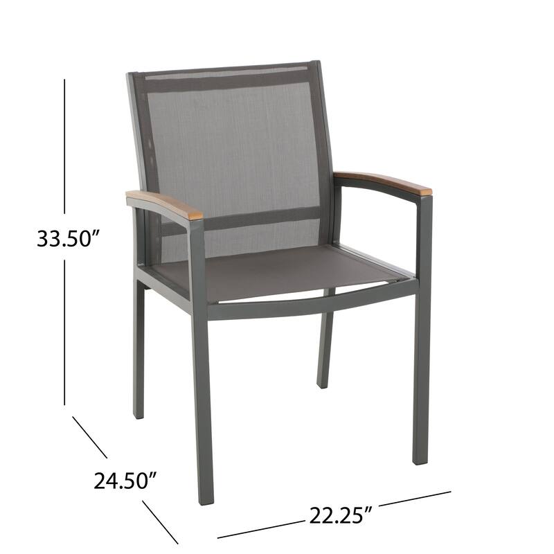 Luton Aluminum Outdoor Dining Chairs with Faux Wood Accents by Christopher Knight Home