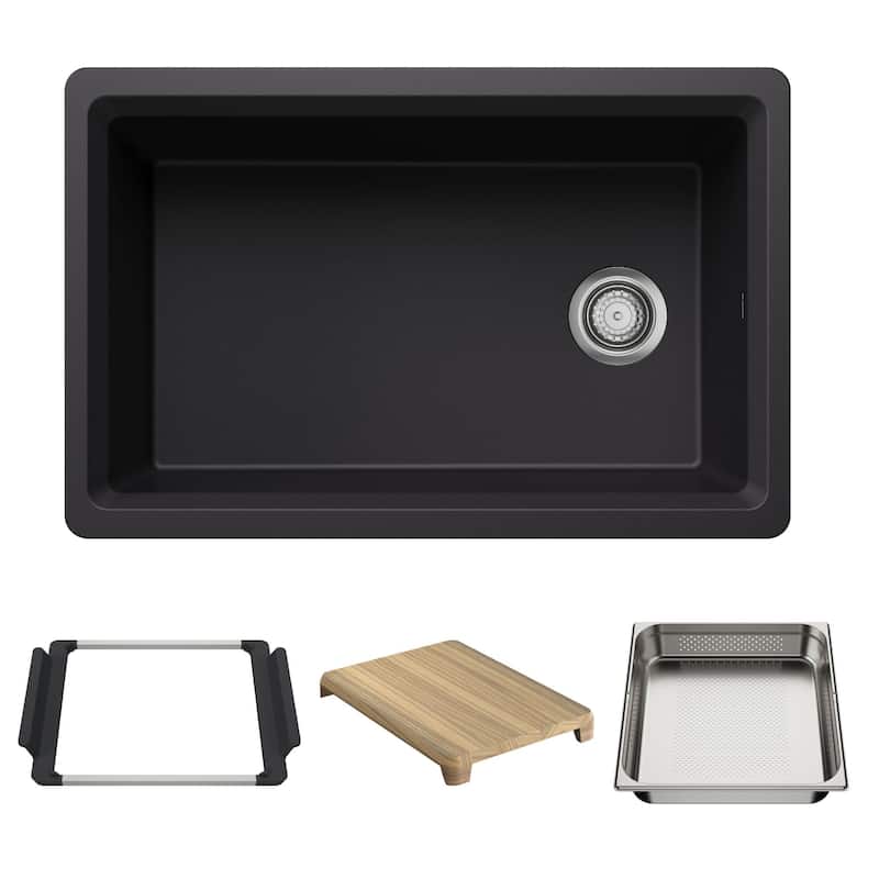 Blanco 443306 Inteos 30" Undermount Single Basin Granite Composite - Coal Black