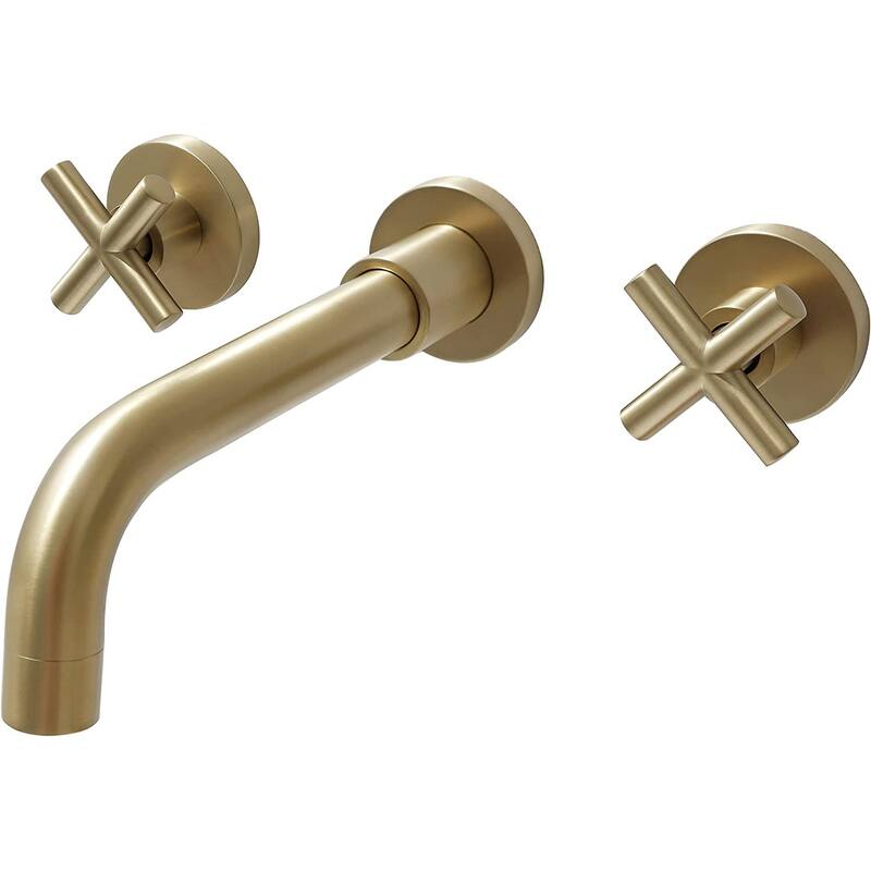 Double Handle Wall Mount Bathroom Faucet Brushed Gold - Brushed Gold