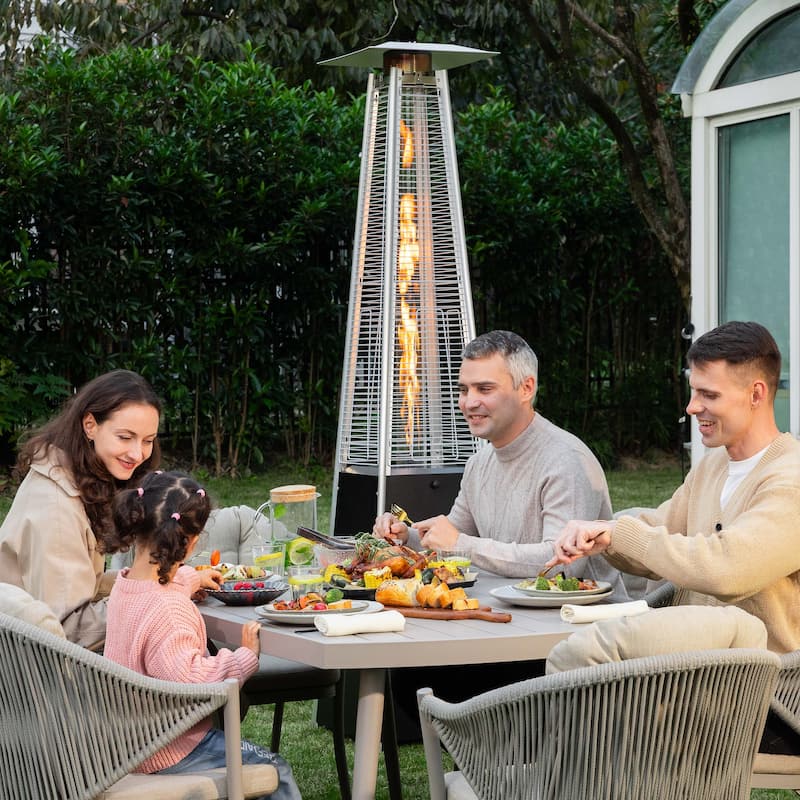 Outdoor 48,000 BTU Pyramid Propane Gas Patio Heater with Wheels