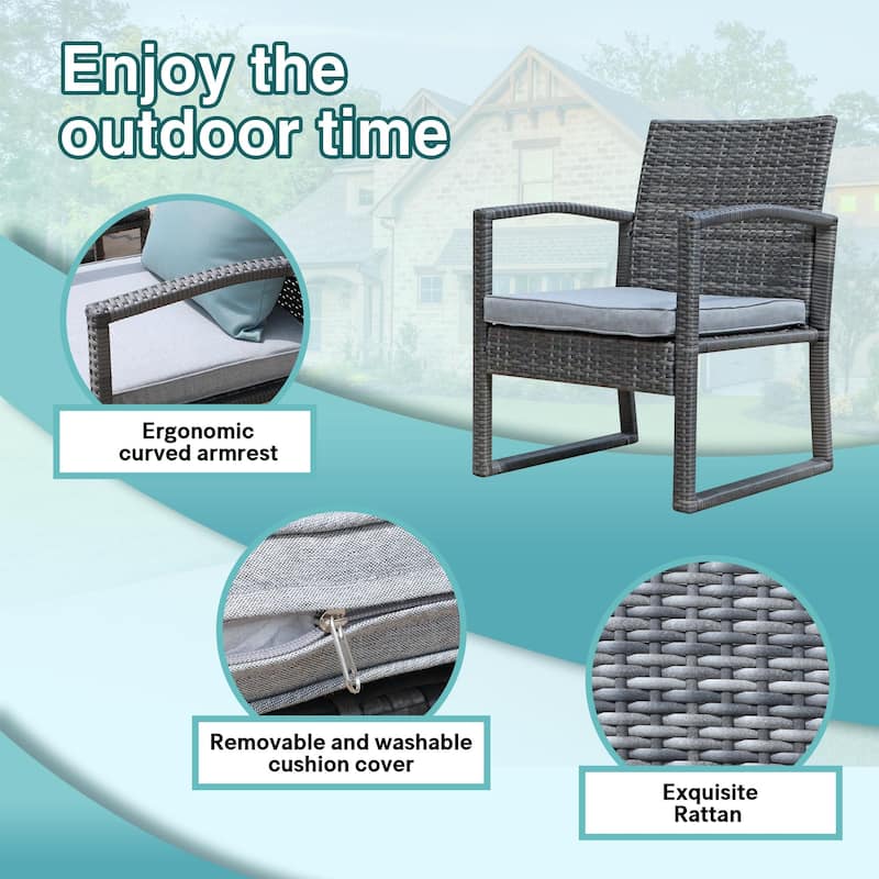 3-pc. Outdoor Cushioned Wicker Chat Set