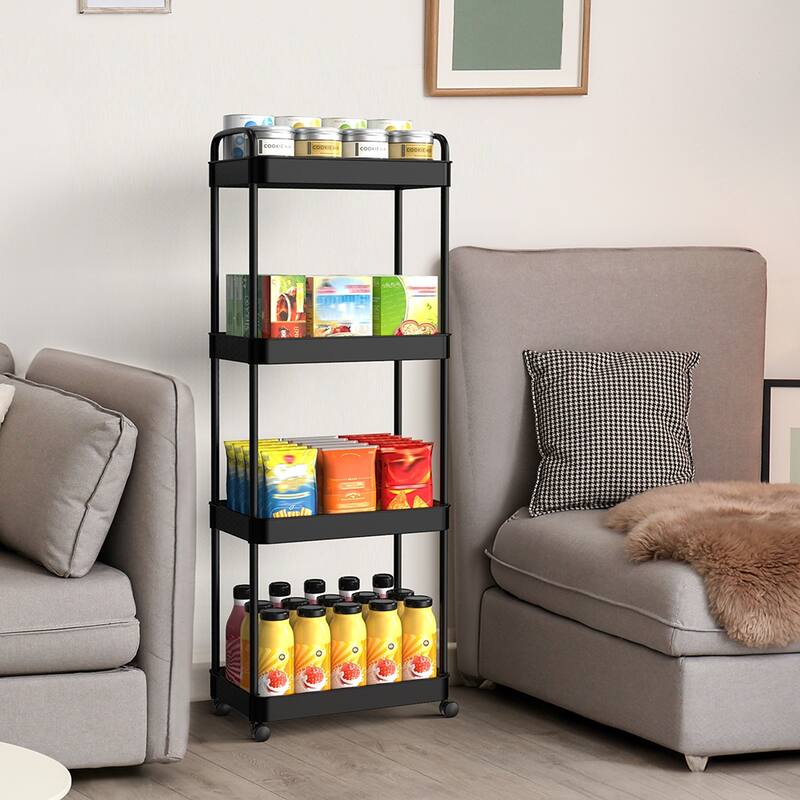 Storage Cart, Shelf Organizer Mobile Shelving, Multifunction Movable Storage Organizer