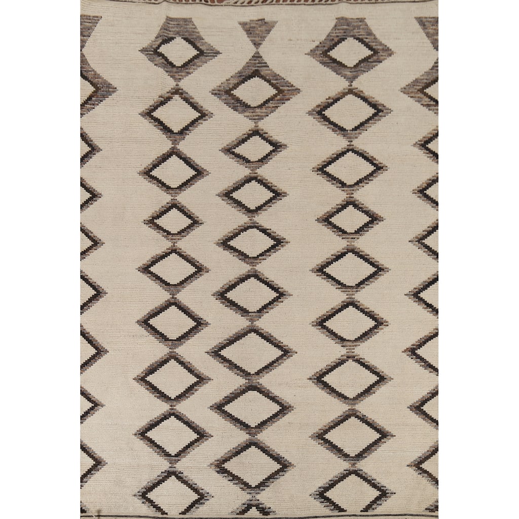 Modern Geometric Moroccan Area Rug Handmade Wool Carpet - 7'11"x 10'5"