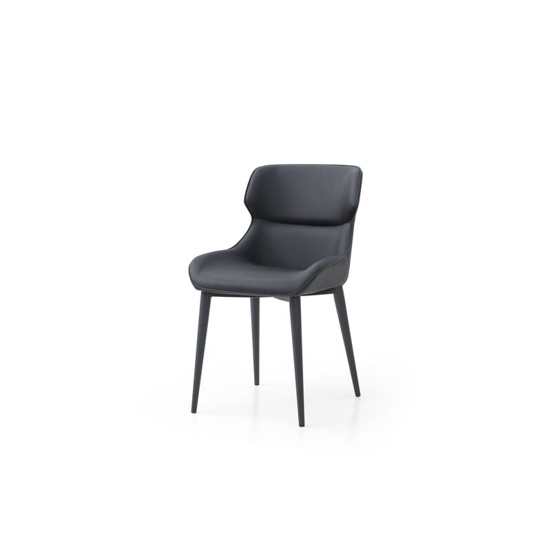 HomeRoots Black Faux Leather and Steel Wing Back Dining Side Chair - 20.00 in. x 33.00 in. x 23.00 in.
