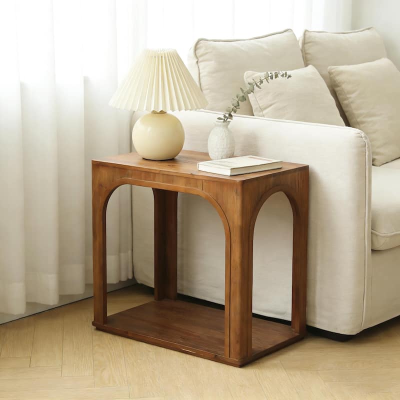 Farmhouse Side Table, 25" Solid Wood End Table