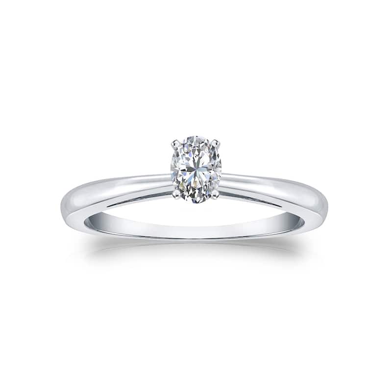 Auriya 14k Gold 1/4ctw Oval-cut Solitaire Diamond Engagement Ring (H-I, I1-I2)
