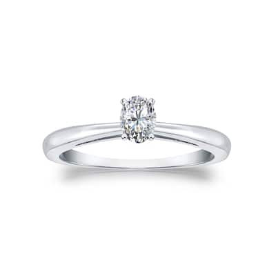 Auriya 14k Gold 1/4ctw Oval-cut Solitaire Diamond Engagement Ring (H-I, I1-I2)
