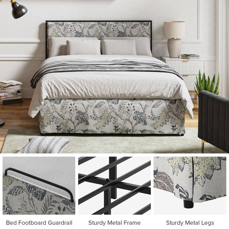 Oliver Modern Washable Slipcover Bed Upholstered Metal by HULALA HOME