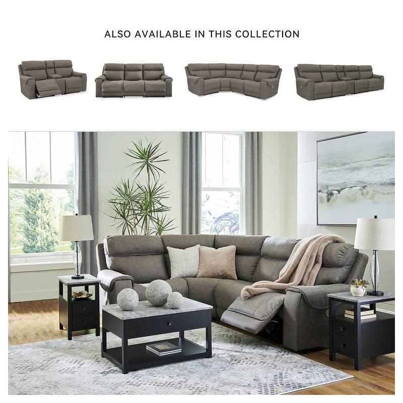 Signature Design by Ashley Starbot Gray 4-Piece Power Reclining Sectional - 73"W x 100"D x 42"H