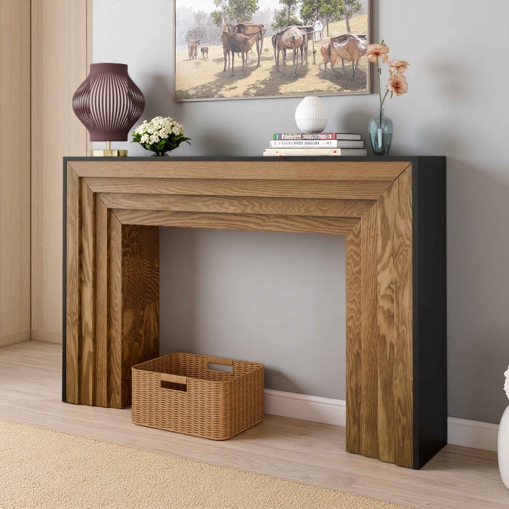 47" Manufactured Wood Console Table, Two-Tone