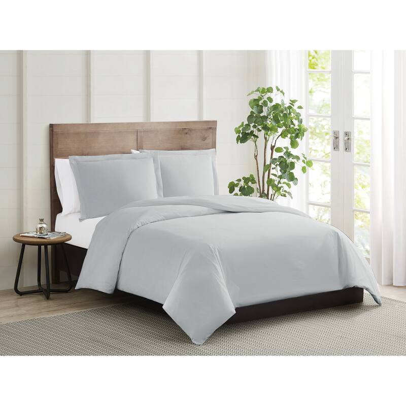 Truly Calm Silver Cool Antimicrobial 3 Piece Duvet Cover Set - Grey - Queen