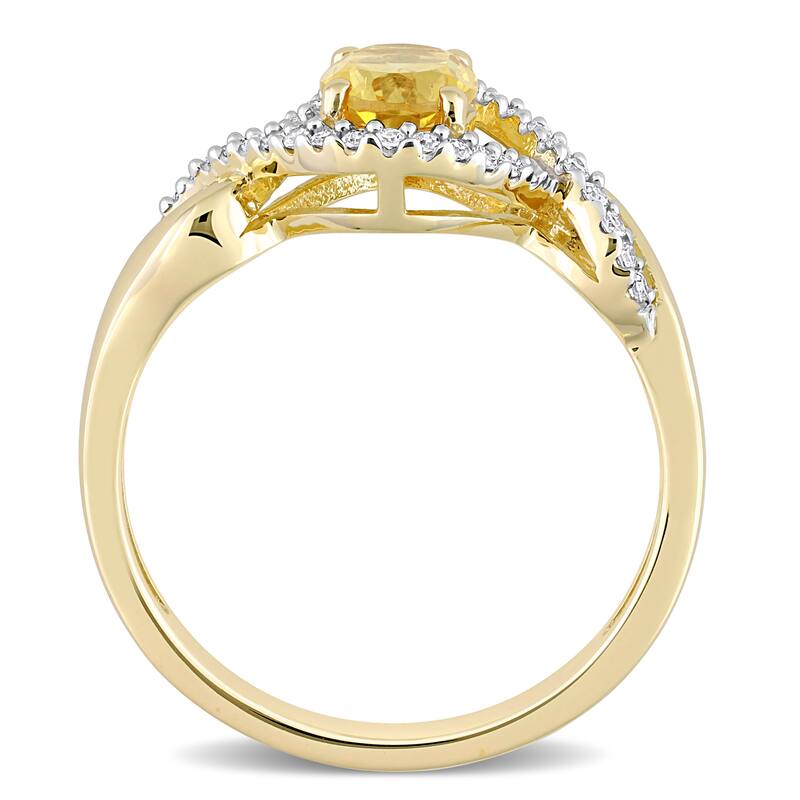 Miadora 10k Yellow Gold Citrine and 1/6ct TDW Diamond Halo Infinity Ring