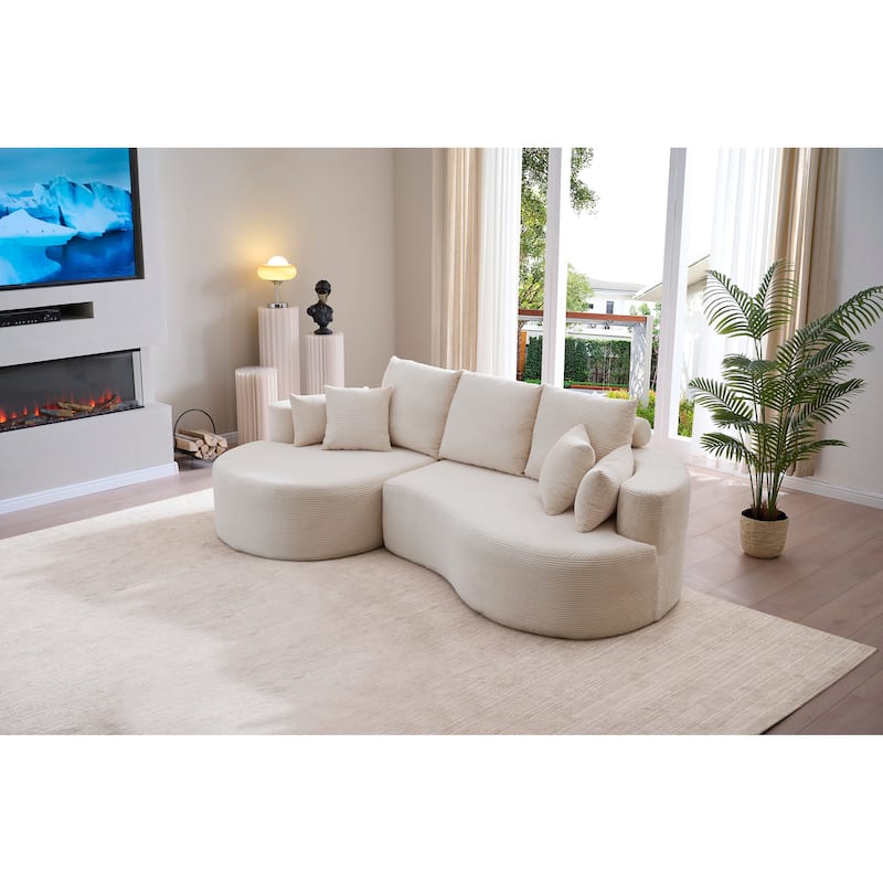 Christopher Knight Home - 106'' Cloud Curved Sectional Sofa with Right Chaise Lounge and Ultra-Soft Foam Comfort - Whitecap gray