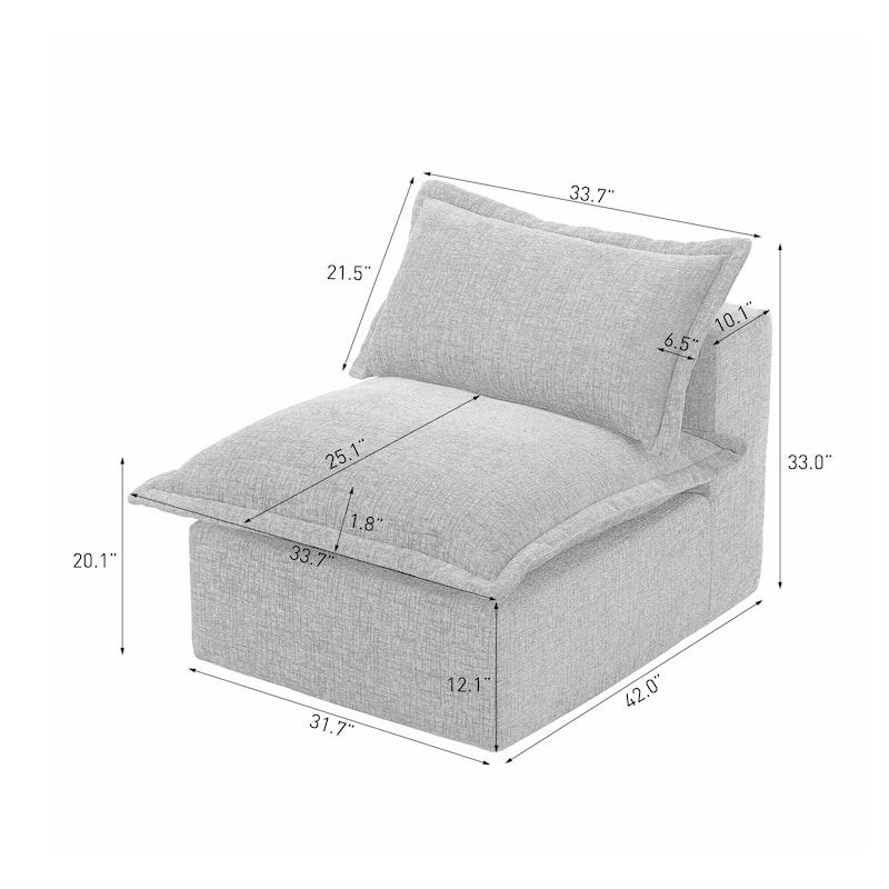 32"W Chenille Upholstered No Assembly Armless Accent Chair