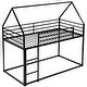 preview thumbnail 4 of 26, Twin House Bunk Bed with Slide, Ladder, and Guardrails, Metal Frame, Black