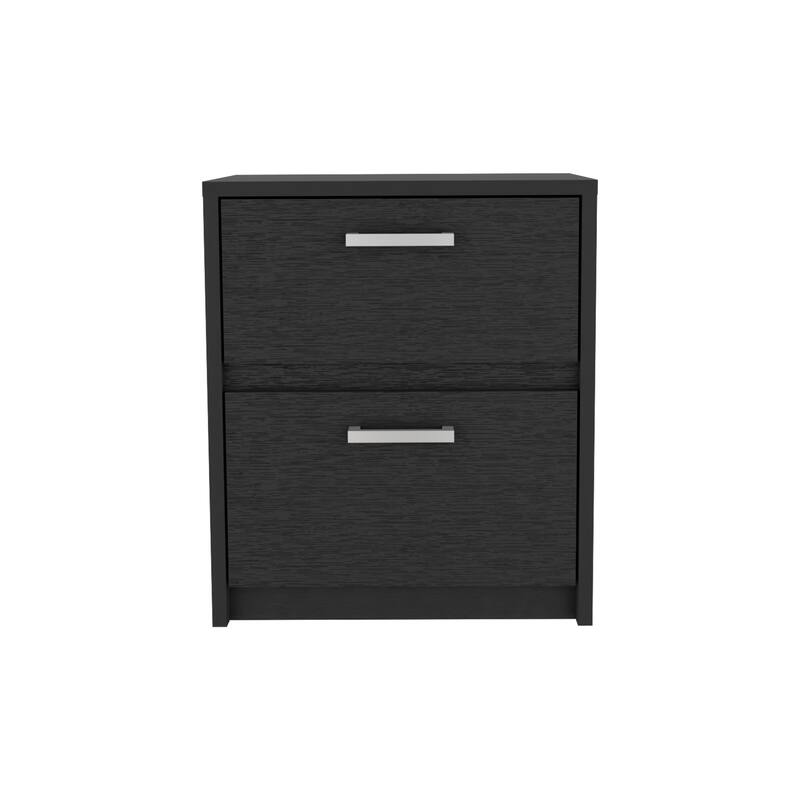 2-Drawer Nightstand with Metal Handles, Compact End Table for Bedroom or Living Room