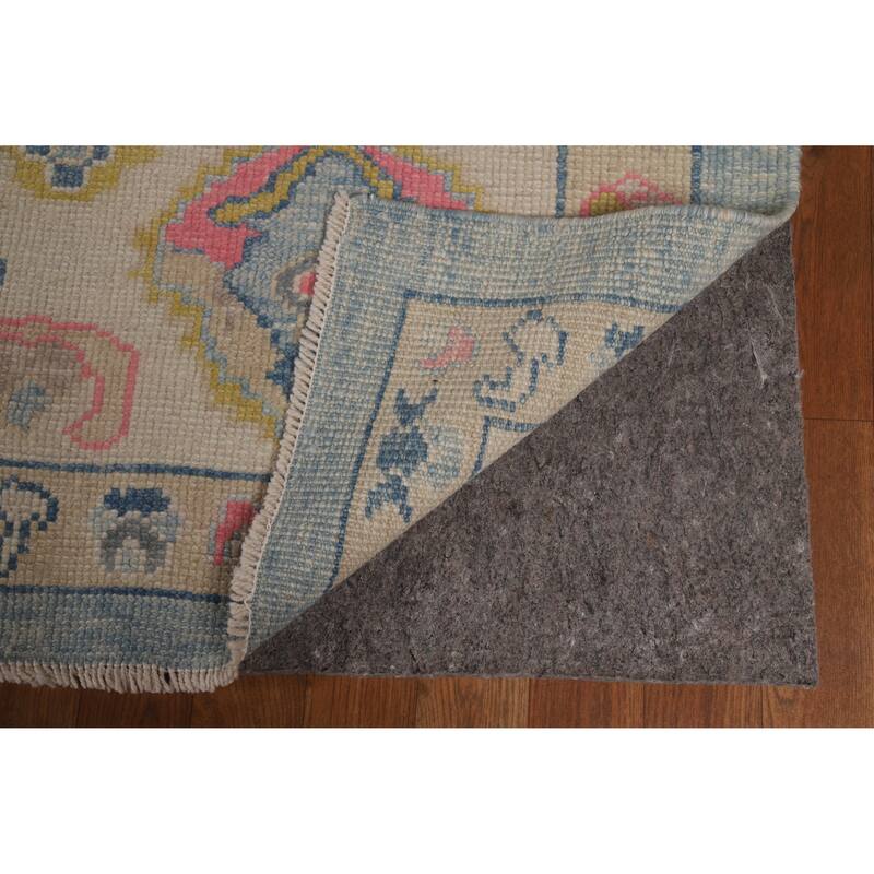 Hand Knotted Oriental 100% Wool Carpet Transitional All-Over Navy Blue & Blues Oushak Area Rug - 12' 11'' X 9' 5''