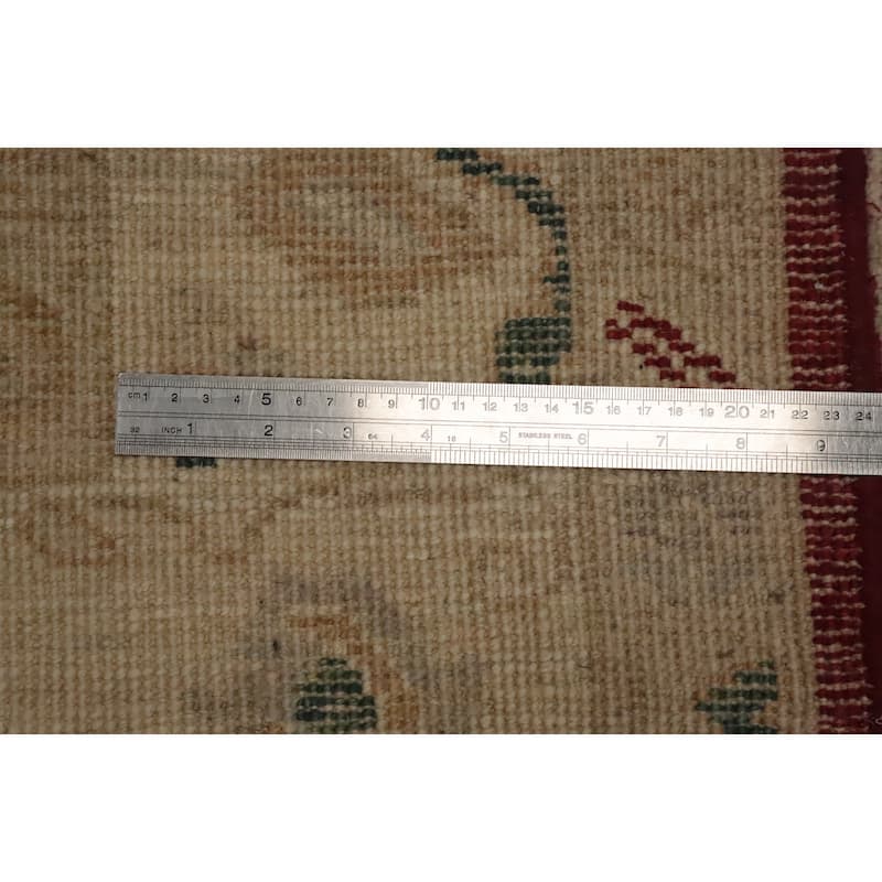 Hand Knotted Oriental 100% Wool Carpet Transitional Medallion Red Oushak Area Rug - 9' 8'' X 8' 2''
