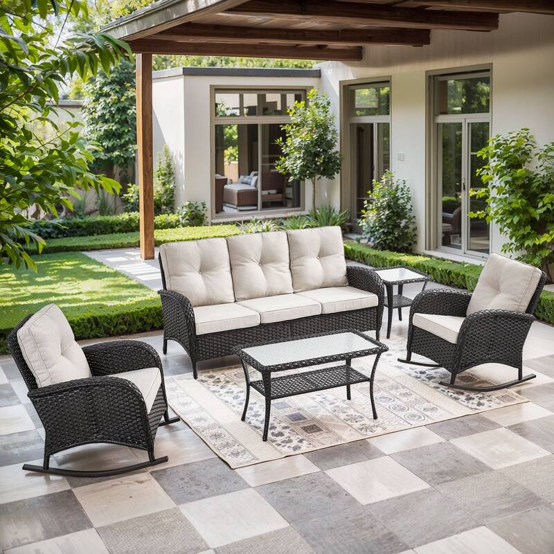 Gymojoy Outdoor Wicker Patio Furniture Sofa Set - Luxurious Comfort, Weather-Resistant