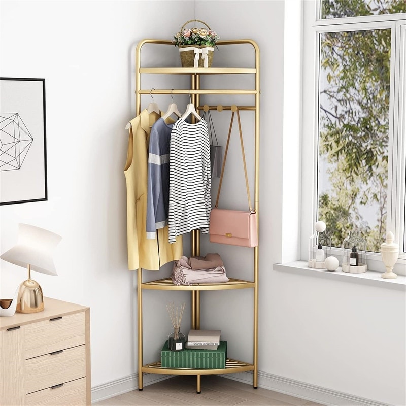 Corner Gold Metal Clothing Racks - Overstock - 40792483