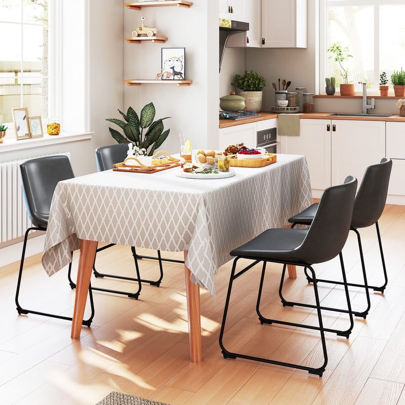 Elegant PU Leather Dining Chair with Iron Legs，Set of 2