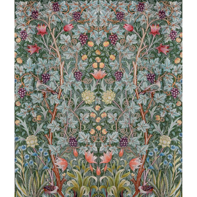 Vine Embroidery Sea Green Wall Mural