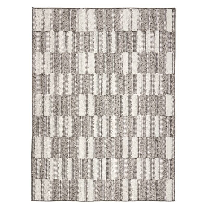 Terra by Obeetee Resort Boxes Rug - Cream/Onyx - 6'7" x 9'4"