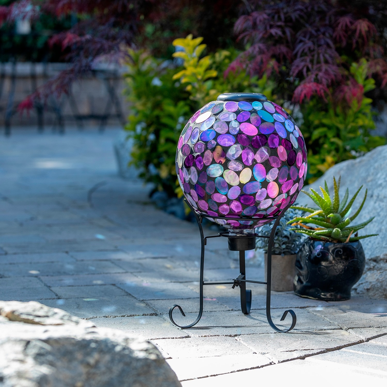 Glass column gazing ball online with solar light