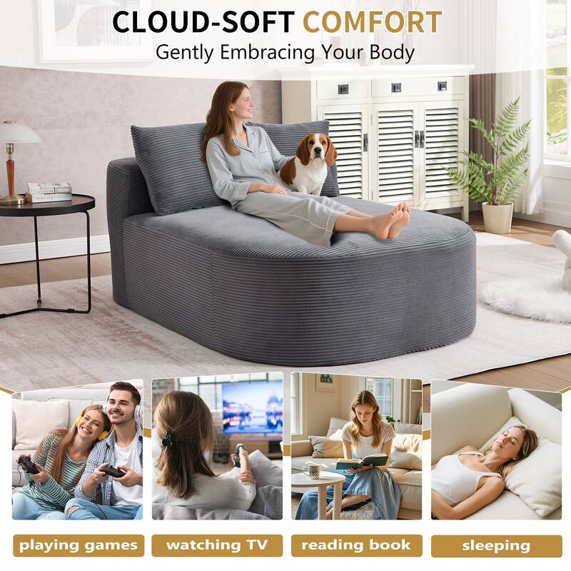 67.5''Chaise Lounge Chair 46'' Wide Seat Indoor Corduroy Oversized Sleeper Sofa