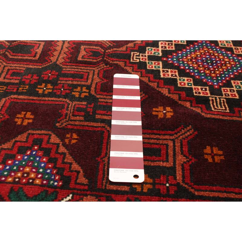 ECARPETGALLERY Hand-knotted Teimani Burgundy Wool Rug - 3'7 x 7'0