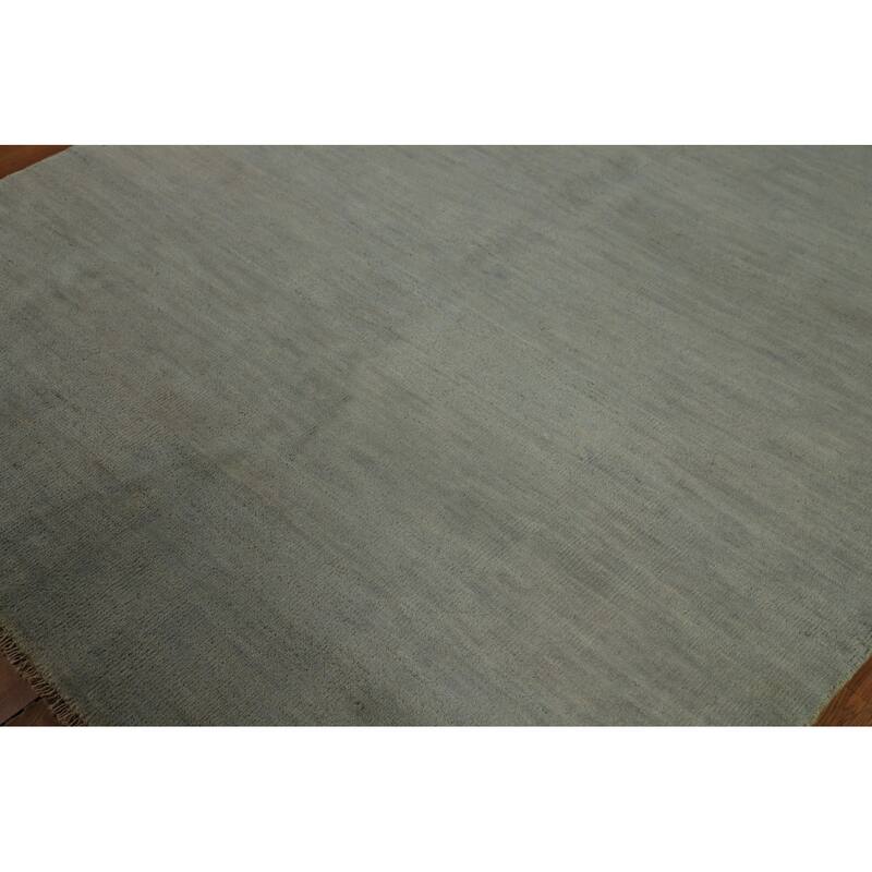 Modern Gabbeh Oriental Rug Hand-Knotted Solid Wool Carpet - 5'7" x 6'7"