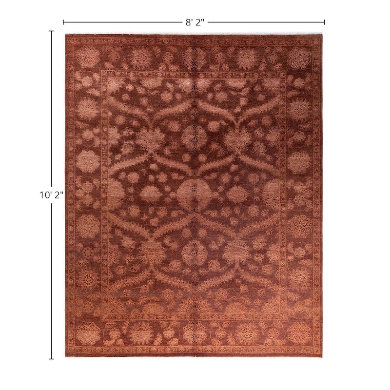 Ikat One-of-a-Kind Handmade Area Rug - Brown, 8' 2" x 10' 2" - 8' 2" x 10' 2"