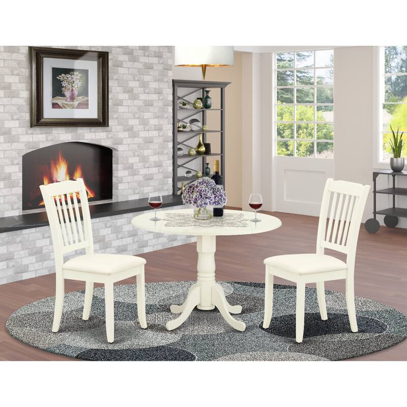 East West Furniture Dining Room Furniture Set Includes a Kitchen Table and Linen Fabric Dining Chairs, (Pieces & Finish Options) - DLDA3-WHI-C