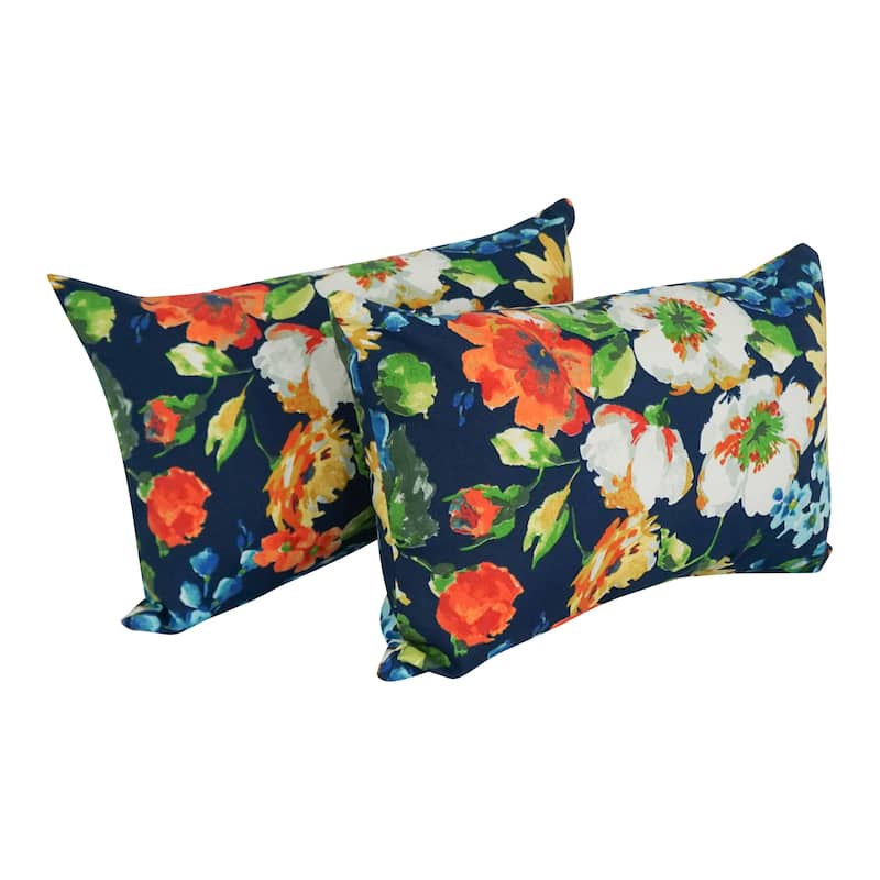 19-inch by 11-inch Outdoor Throw Pillows (Set of 2, Multiple Patterns) - 19 x 11 - Alfinia Fresco Caspian