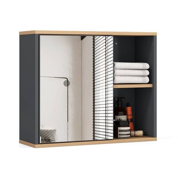 Bathroom Wall Mounted with Single Mirror Door and Adjustable