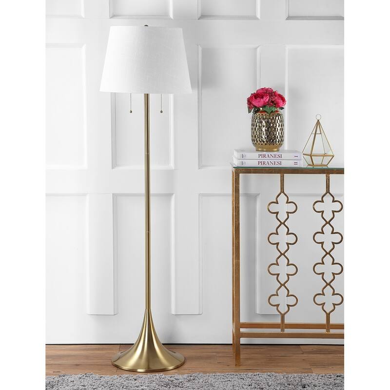 Evans 63" Metal LED Floor Lamp, Brass by JONATHAN Y - Brass Gold - 63" H x 17" W x 17" D