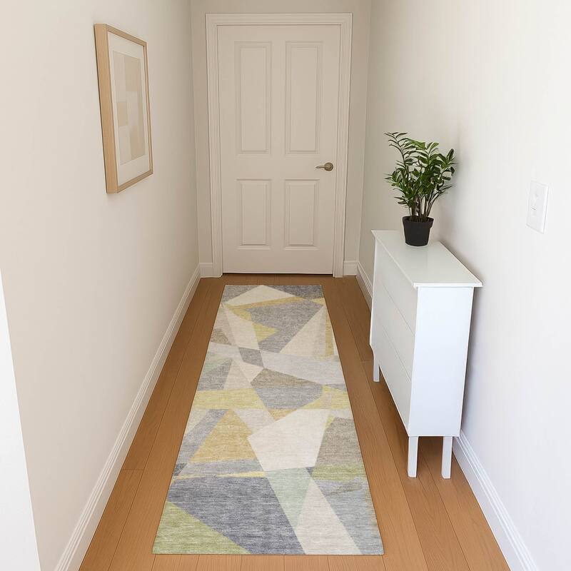 Premium Washable Super Soft Abstract Geo Mayfield Rug - Pewter - 2'3" x 7'6"
